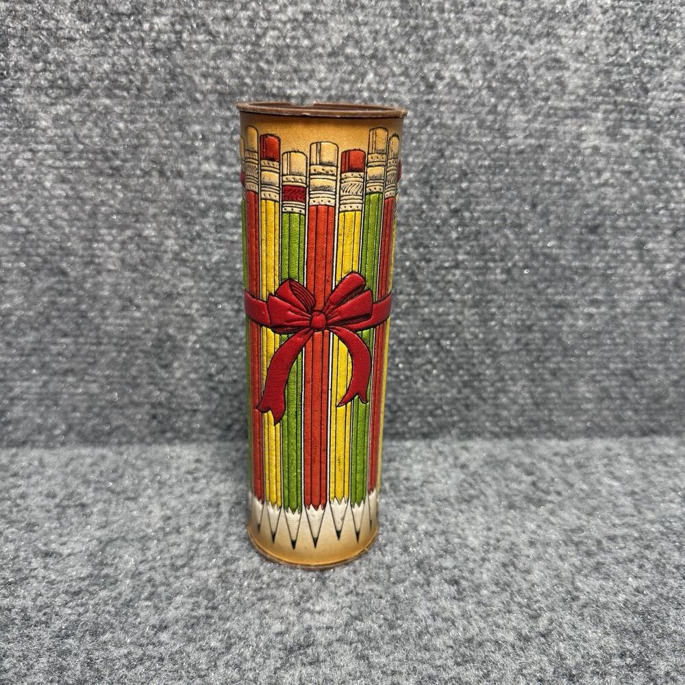 Vintage Garden Path Imports Leather Wrapped Pencil Holder Cup - Gift Wrap Theme